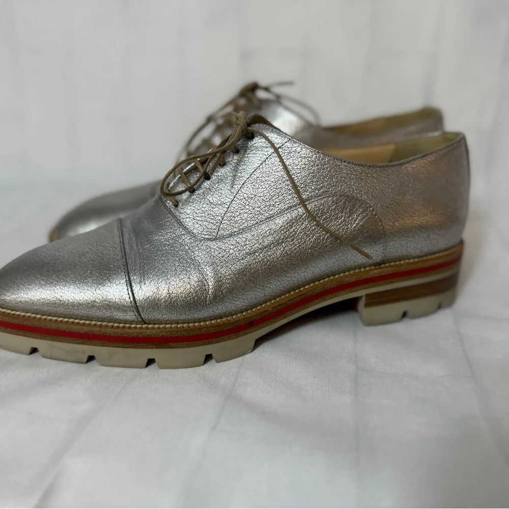 Christian Louboutin Silver Leather Women's Flats - Picture 9 of 15